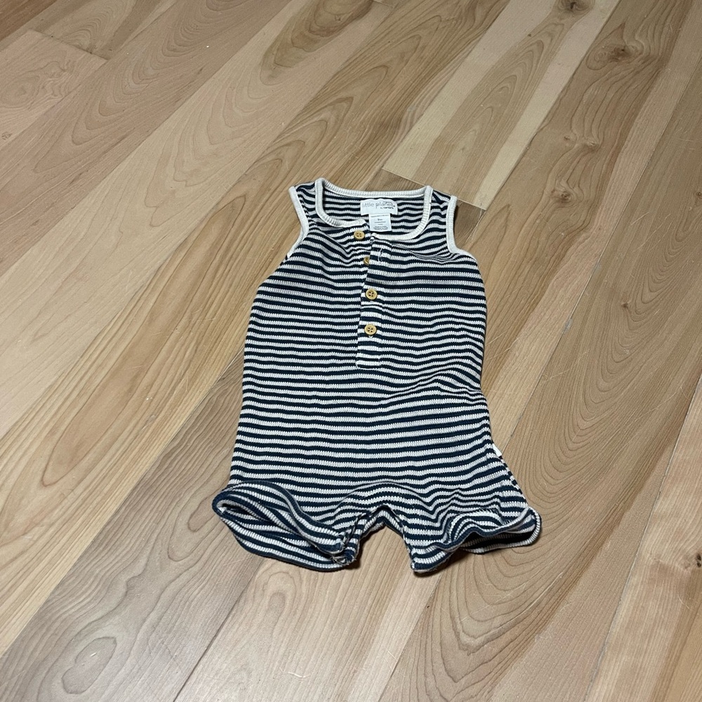 Carter Striped Sleeveless Romper with Buttons